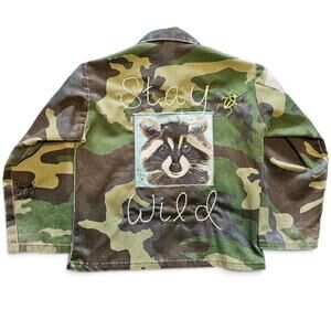 Vintage upcycled children's camo jacket Size 4-5 One Of A Kind Remade Kids Coat